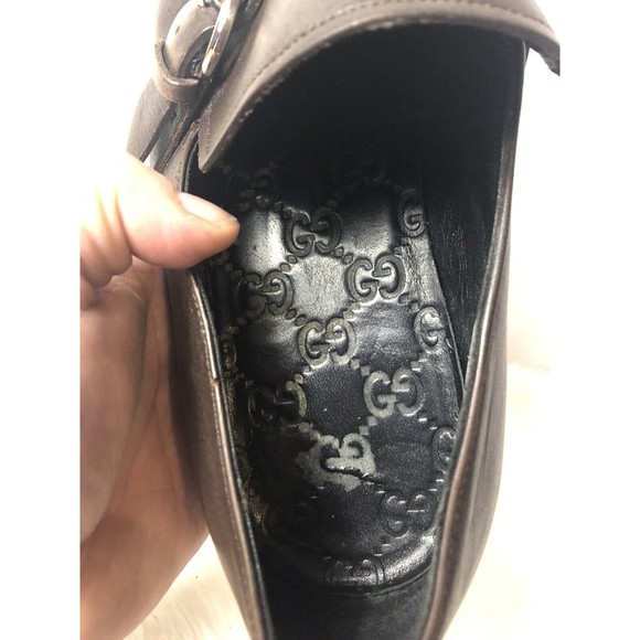 Gucci Mens Brown Leather Buckle Slip-On Loafers Size 8.5 D 170337 Made in Italy main image 11